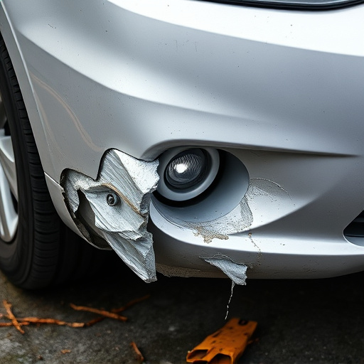damaged car bumper