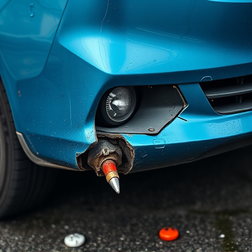 damaged car bumper