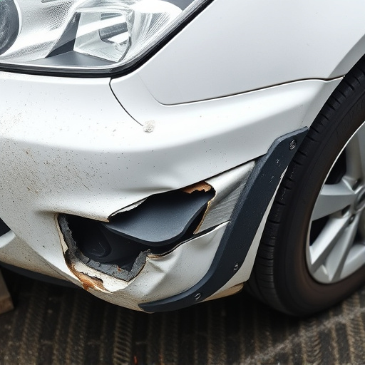 damaged car bumper