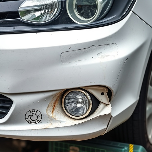 damaged car bumper