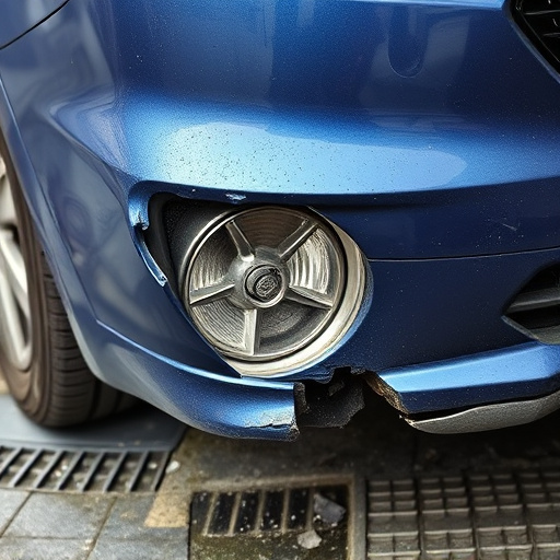 damaged car bumper