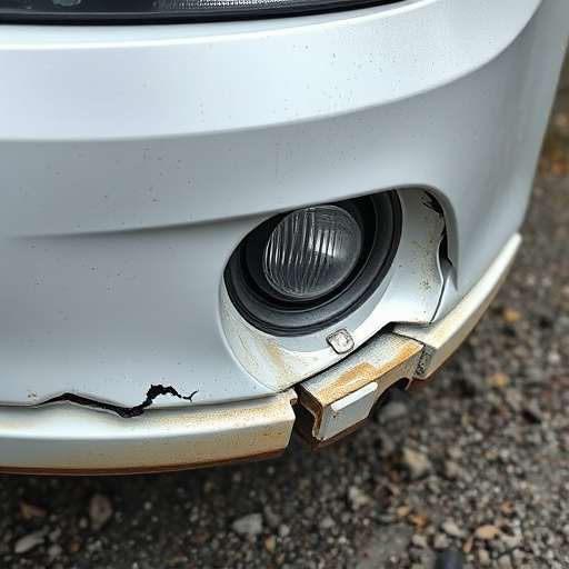 damaged car bumper