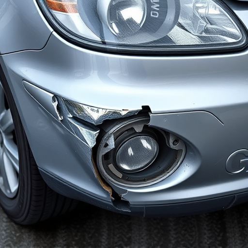 damaged car bumper