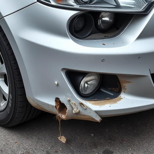damaged car bumper