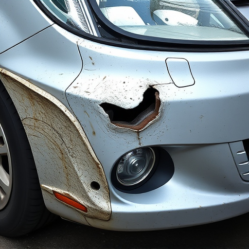 damaged car bumper