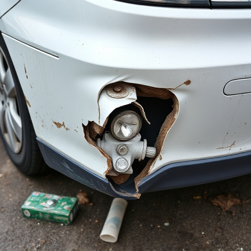 damaged car bumper