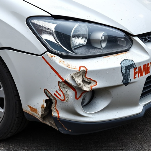 damaged car bumper