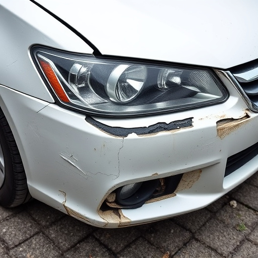 damaged car bumper