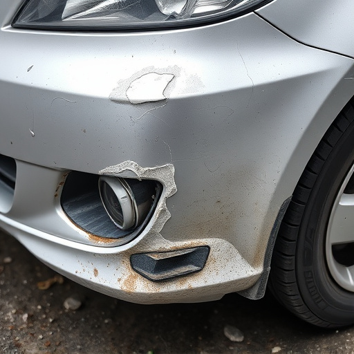damaged car bumper