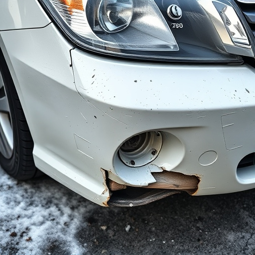 damaged car bumper