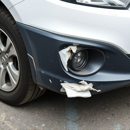 damaged car bumper