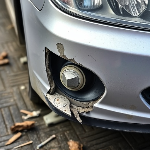 damaged car bumper