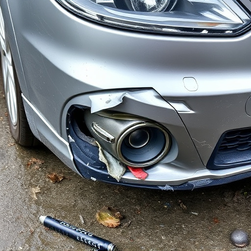 damaged car bumper