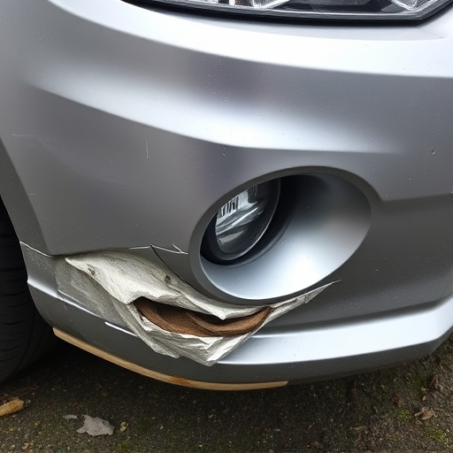damaged car bumper