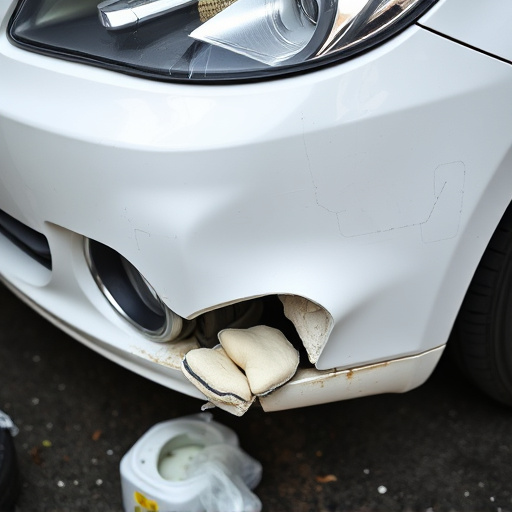 damaged car bumper