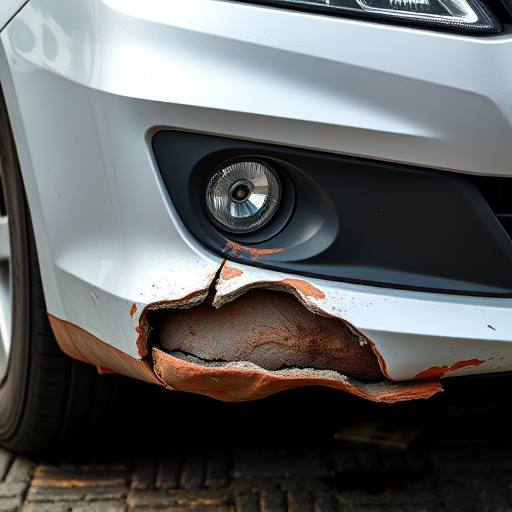 damaged car bumper