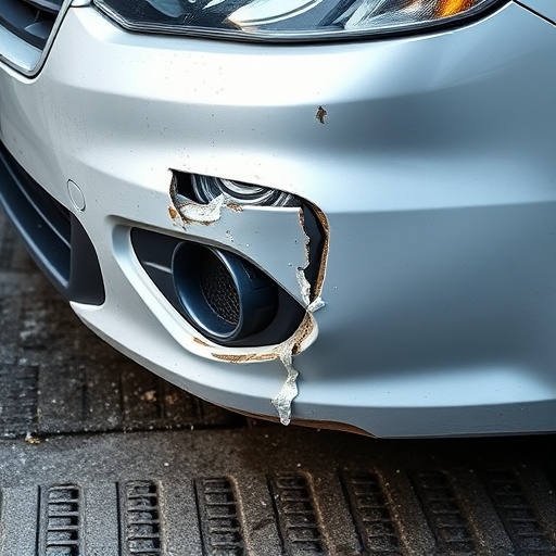 damaged car bumper