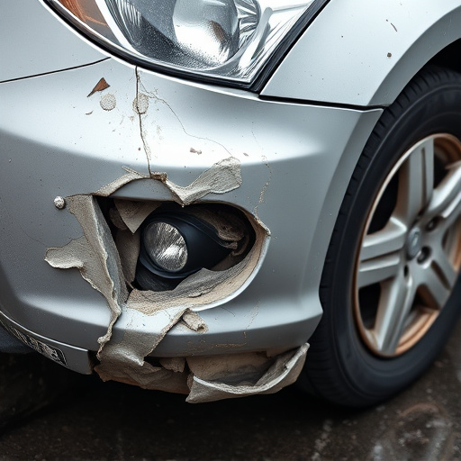 damaged car bumper