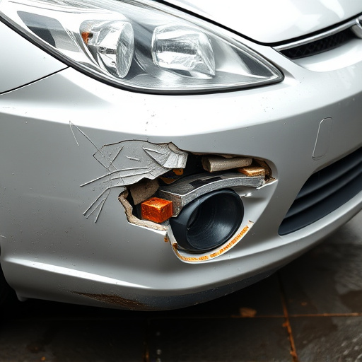 damaged car bumper