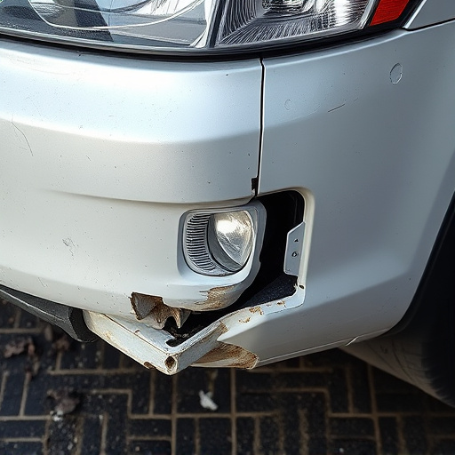 damaged car bumper