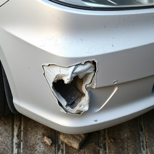 damaged car bumper
