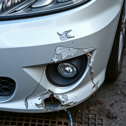 damaged car bumper