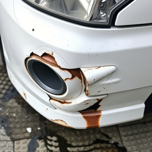 damaged car bumper