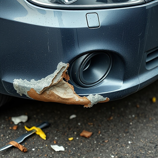 damaged car bumper