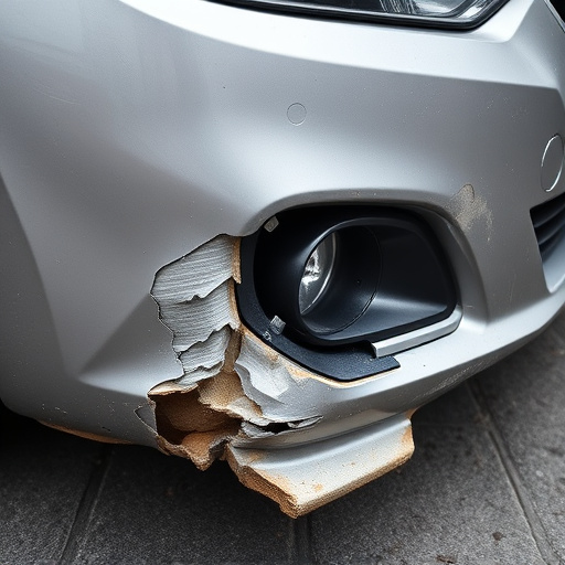 damaged car bumper