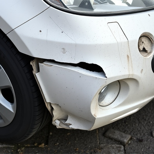 damaged car bumper