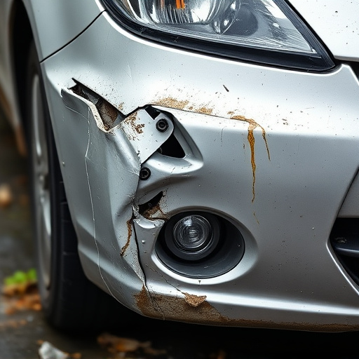 damaged car bumper