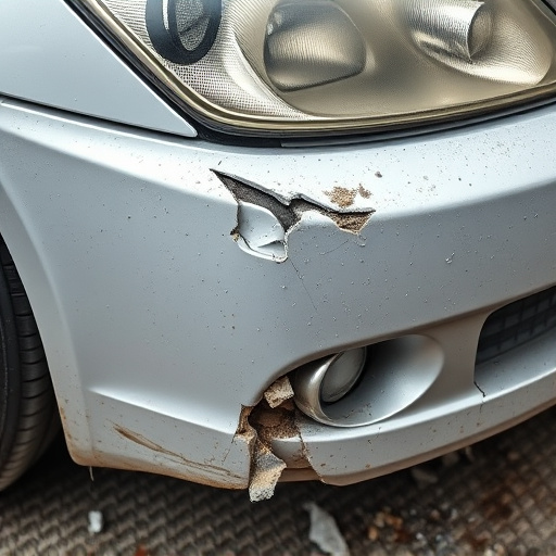 damaged car bumper