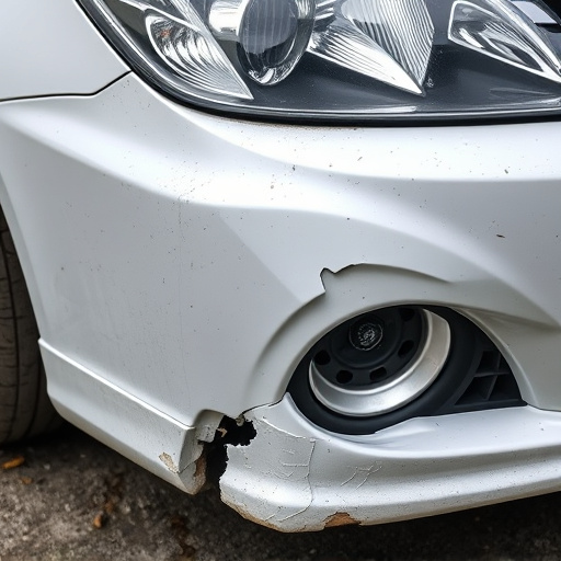damaged car bumper