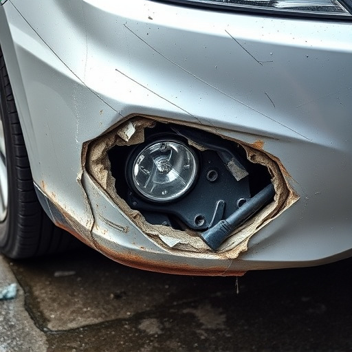 damaged car bumper