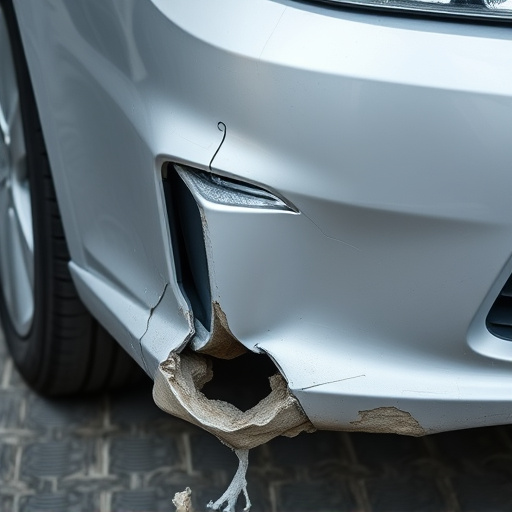 damaged car bumper