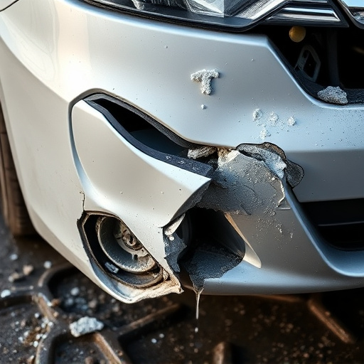 damaged car bumper