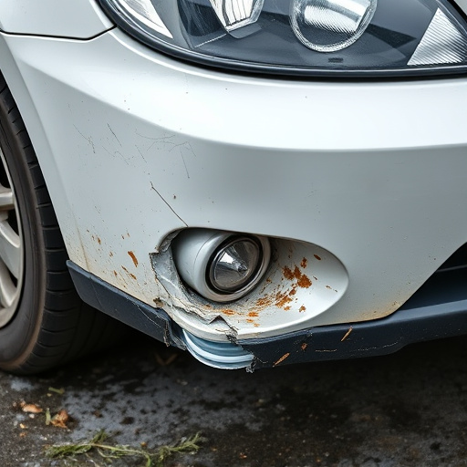 damaged car bumper