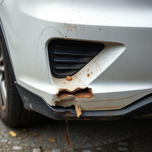 damaged car bumper