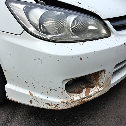 damaged car bumper