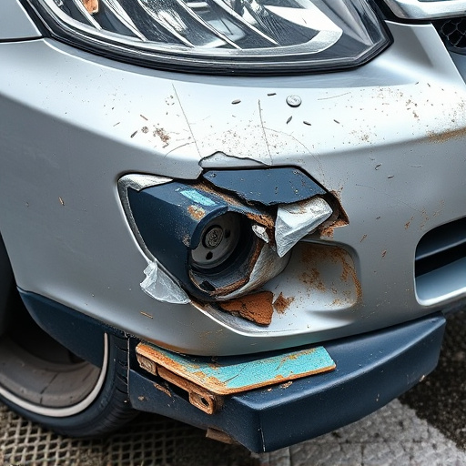 damaged car bumper