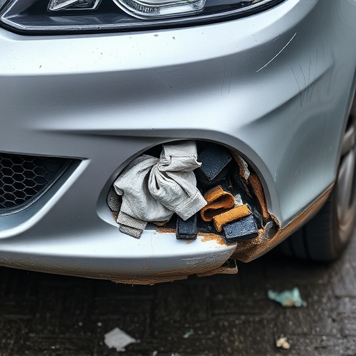 damaged car bumper