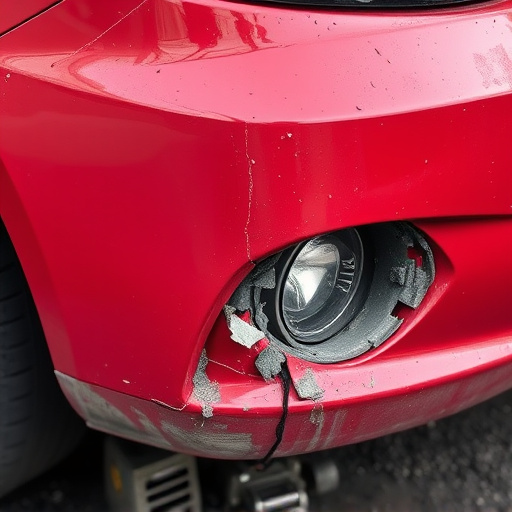 damaged car bumper