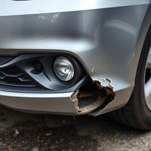 damaged car bumper