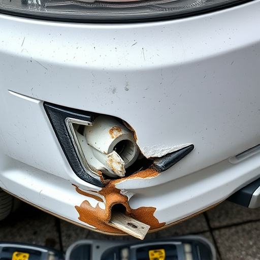 damaged car bumper
