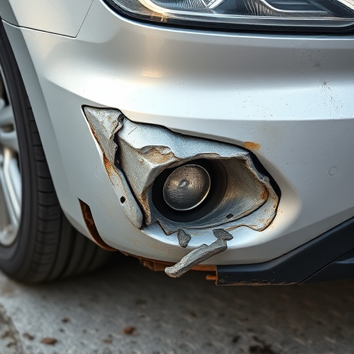 damaged car bumper