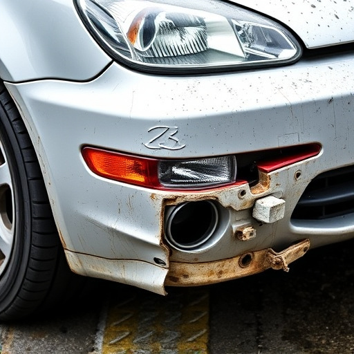 damaged car bumper