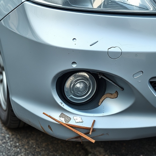 damaged car bumper