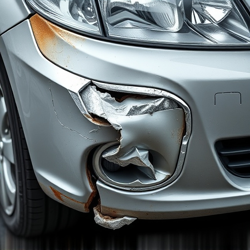 damaged car bumper