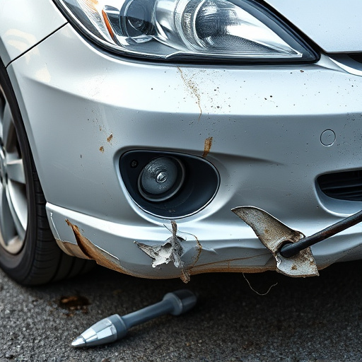damaged car bumper