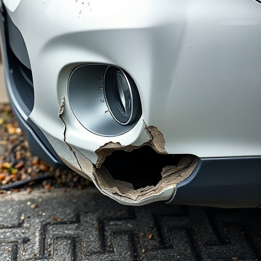 damaged car bumper